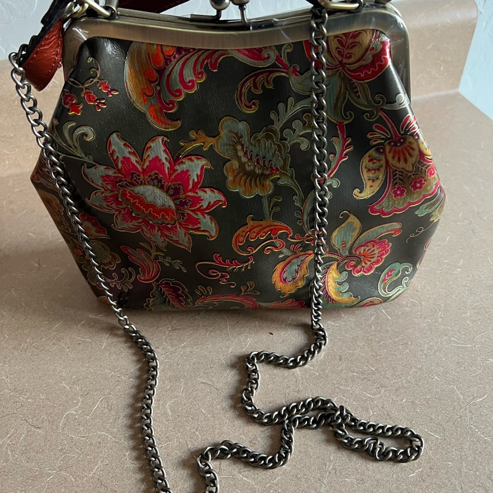 Patricia Nash Vintage Floral Crossbody Bag - Brown and Red